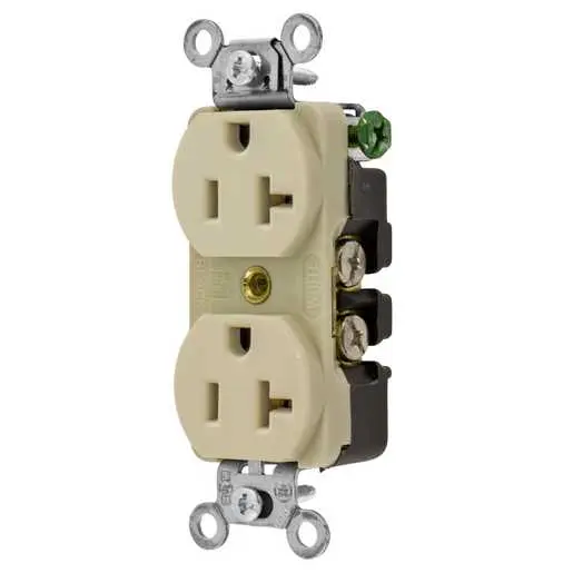 Image of 5342I Straight Blade Devices, Receptacles, Duplex, Commercial/Industrial Grade, 2-Pole 3-Wire Grounding, Side Wired, 20A 125V, 5-20R, Ivory, Single Pack