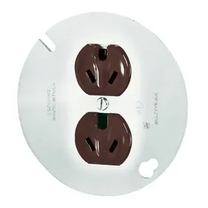 Image of 5782 Straight Blade Devices, Receptacles, Duplex, Commercial/Industrial Grade, 2-Pole 3-Wire Grounding, 15A 277V AC, 7- 15R, Mounted to 4" Round Cover