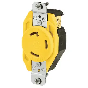 Image of 70530FRCR Locking Devices, Marine Grade, Flush Receptacle, 30A 125V, 2-Pole 3-Wire Grounding, L5-30R, Screw Terminal, Yellow, Corrosion Resistant