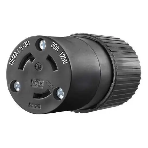 Image of 70530NCB Locking Devices, Industrial, Female Connector Body, 30A 125V, 2-Pole 3-Wire Grounding, L5-30R, Screw Terminal, Black