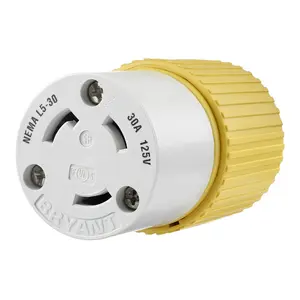 Image of 70530NCCR Locking Devices, Marine Grade, Female Connector Body, 30A 125V, 2-Pole 3-Wire Grounding, L5-30R, Screw Terminal, Yellow, Corrosion Resistant