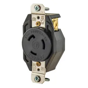 Image of 70620FR Locking Devices, Industrial, Flush Receptacle, 20A 250V, 2-Pole 3-Wire Grounding, L6-20R, Screw Terminal, Black