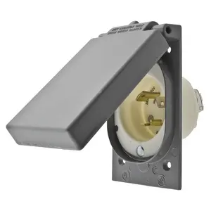 Image of 70630MBWP Locking Devices, Industrial, Flanged Inlet, 30A 250V, 2-Pole 3-Wire Grounding, L6-30P, Screw Terminal, White