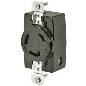 Image of 71030FR Locking Devices, Industrial, Flush Receptacle, 30A 125/250V, 3-Pole 3-Wire Non-Grounding, L10-30R, Screw Terminal, Black