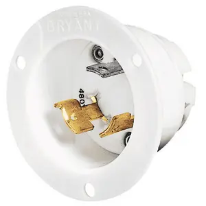 Image of 71230MB Locking Devices, Industrial, Flanged Inlet, 30A 3-Phase Delta 480V AC, 3-Pole 3-Wire Non-Grounding, L12-30P, Screw Terminal, White