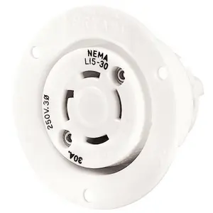 Image of 71530ER Locking Devices, Industrial, Flanged Receptacle, 30A 3-Phase Delta 250V AC, 3-Pole 4-Wire Grounding, L15-30R, Screw Terminal, White