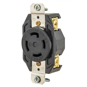 Image of 71530FR Locking Devices, Industrial, Flush Receptacle, 30A 3-Phase Delta 250V AC, 3-Pole 4-Wire Grounding, L15-30R, Screw Terminal, Black