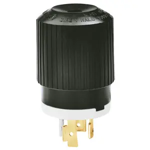 Image of 71730NP Locking Devices, Industrial, Male Plug, 30A 3- Phase Delta 600V AC, 3-Pole 4-Wire Grounding, L17-30P, Screw Terminal, Black and White