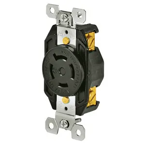 Image of 71820FR Locking Devices, Industrial, Flush Receptacle, 20A 3-Phase Wye 120/208V AC, 4-Pole 4-Wire Non-Grounding, L18-20R, Screw Terminal, Black