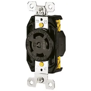 Image of 71830FR Locking Devices, Industrial, Flush Receptacle, 30A 3-Phase Wye 120/208V AC, 4-Pole 4-Wire Non-Grounding, L18-30R, Screw Terminal, Black