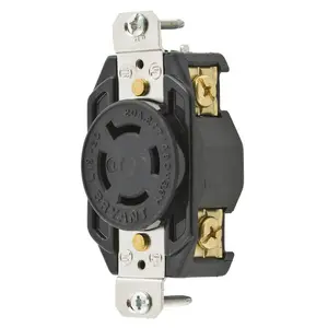 Image of 71920FR Locking Devices, Industrial, Flush Receptacle, 20A 3-Phase Wye 277/480V AC, 4-Pole 4-Wire Non-Grounding, L19-20R, Screw Terminal, Black