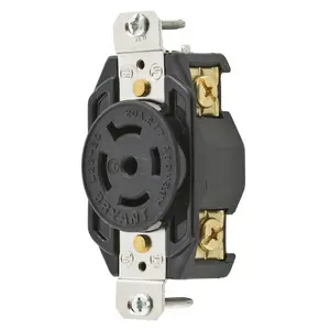 Image of 72220FR Locking Devices, Industrial, Flush Receptacle, 20A 3-Phase Wye 277/480V AC, 4-Pole 5-Wire Grounding, L22-20R, Screw Terminal, Black