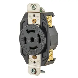 Image of 72320FR Locking Devices, Industrial, Flush Receptacle, 20A 3-Phase Wye 347/600V AC, 4-Pole 5-Wire Grounding, L23-20R, Screw Terminal, Black