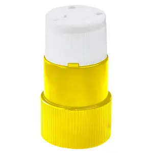 Image of 7314NSY Locking Devices, Industrial, Female Connector Body, 20A 250V, 2-Pole 3-Wire Grounding, Non-NEMA, Screw Terminal, Yellow