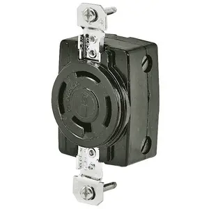 Image of 7410G Locking Devices, Industrial, Flush Receptacle, 20A 250V, 3-Pole 4-Wire Grounding, Non-NEMA, Screw Terminal, Black