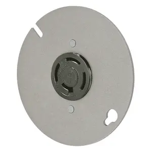 Image of 7417 Locking Devices, Industrial, Flush Receptacle, 20A 3-Phase Wye 120/208V AC, 4-Pole 4-Wire Non-Grounding, Non-NEMA, Mounted to 4" Round Cover