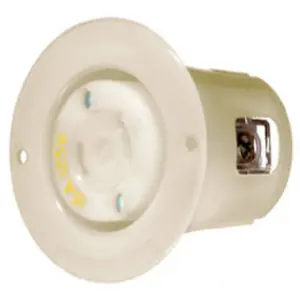 Image of 7526 Locking Devices, Industrial, Flanged Receptacle, 15A 125V, 2-Pole 2-Wire Non-Grounding, L1-15P, Screw Terminal, White