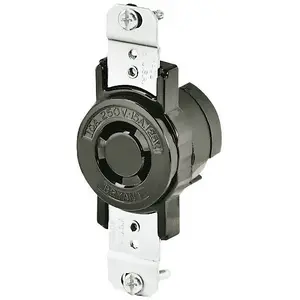 Image of 7582 Locking Devices, Industrial, Receptacle, 15A 125V/10A 250V, 3-Pole 3-Wire Non Grounding, Non-NEMA, Screw Terminal, Black