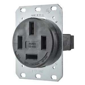 Image of 8360FR Straight Blade Devices, Receptacles, Flush Mount Single, Industrial Grade, 4-Pole 4-Wire Non-Grounding, 60A 3-Phase 120/208V AC, 18-60R, Single Pack