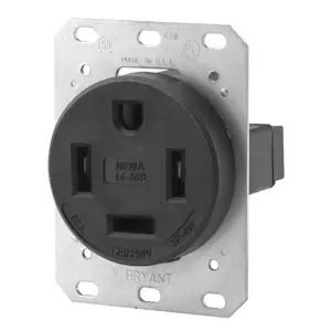 Image of 9460FR Straight Blade Devices, Receptacles, Flush Mount Single, Commercial/Industrial Grade, 60A 125/250V, Reinforced Black Thermoplastic Polyester