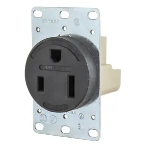 Image of 9550FR Straight Blade Devices, Receptacles, Flush Mount Single, Commercial/Industrial Grade, Reinforced Thermoplastic Polyester, 50A 125V, 5-50R