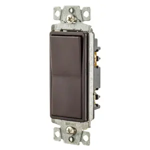 Image of 9801 Industrial Grade Fashion Series, Rocker Switches, General Purpose AC, Single Pole, 15A 120/277V AC, Back and Side Wired, Brown