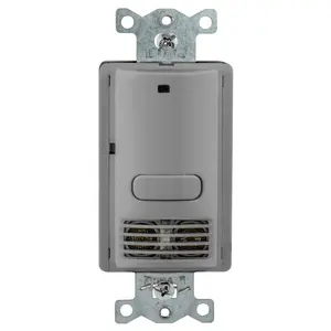 Image of MSU2001GY1 Wall Switch, Occupancy or V ACancy, Ultrasonic, 1 Relay, 1000 Square Feet, 800W Incandescent, 1000W Fluorescent @ 120V AC, 1800W Fluorescent @ 277V