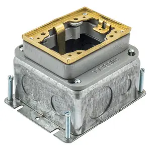 Image of B2427 1-Gang, Rectangular, Galvanized Stamped Steel Box, Deep, Fully Adjustable, Single Service, Brass Top