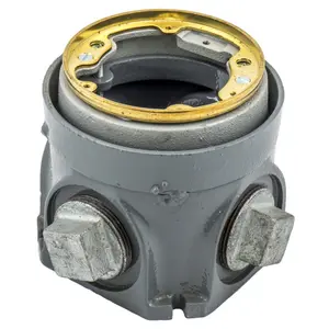 Image of B2506415 1-Gang, Round, Cast Iron Box, Deep, Fully Adjustable, Single Service, Brass Top