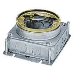 Image of B2529 1-Gang, Round, Galvanized Stamped Steel Box, Shallow, Fully Adjustable, Single Service, Brass Top