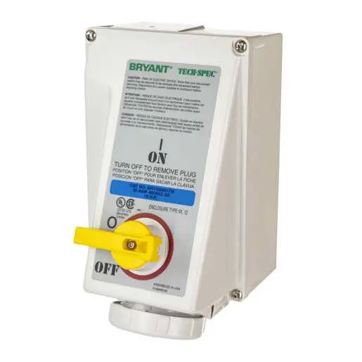 Image of BRY530MI9W Heavy Duty Products, IEC Pin and Sleeve Devices, Industrial Grade, Female Receptacle, 30A 3- Phase Wye 120/208V AC, Watertight