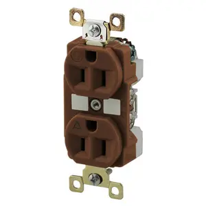 Image of BRY5262IGB Straight Blade Devices, Receptacles, Duplex, Commercial/Industrial Grade, 15A 125V, 2-Pole 3-Wire Grounding, 5-15R, Brown, Isolated Ground