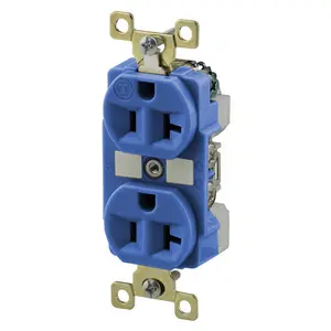 Image of BRY5362BU Straight Blade Devices, Receptacles, Duplex, Commercial/Industrial Grade, 20A 125V, 2-Pole 3-Wire Grounding, 5-20R, Blue, Single Pack