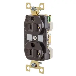 Image of BRY5362WR Straight Blade Devices, Receptacles, Duplex, Weather Resistant, Commercial/Industrial Grade, 20A 125V, 2-Pole 3-Wire Grounding, 5-20R, Brown