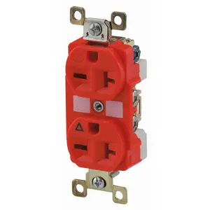 Image of BRY5462RED Straight Blade Devices, Receptacles, Duplex, Commercial/Industrial Grade, 20A 250V, 2-Pole 3-Wire Grounding, 6-20R, Red, Single Pack