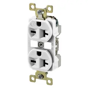 Image of BRY5462W Straight Blade Devices, Receptacles, Duplex, Commercial/Industrial Grade, 20A 250V, 2-Pole 3-Wire Grounding, 6-20R, White, Single Pack