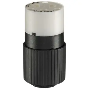 Image of BRY5469NC Female Connector Body, Heavy Duty, Industrial/Commercial Grade, Straight, 20A 250V, 2-Pole 3- Wire Grounding, 6-20R, Black and White, Single Pack