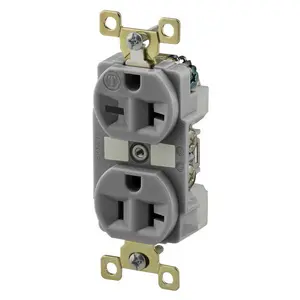 Image of BRY5492GRY Straight Blade Devices, Receptacles, Duplex, Commercial/Industrial Grade, 20A 125V and 250V, 2-Pole 3-Wire Grounding, 5-20R and 6- 20R