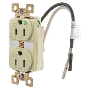 Image of BRY8200ITR Straight Blade Devices, Receptacles, Tamper- Resistant Duplex, Hospital Grade, 15A 125V, 2-Pole 3-Wire Grounding, 5- 15R, Ivory, Single Pack