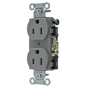 Image of CBRS15GRY Straight Blade Devices, Receptacles, Duplex, Commercial Grade, 15A 125V, 2- Pole 3-Wire Grounding, 5-15R, Gray, Single Pack