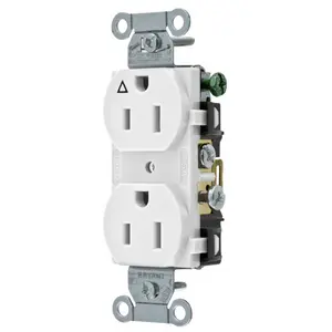 Image of CR15IGW Straight Blade Devices, Receptacles, Duplex, Commercial Grade, 15A 125V, 2-Pole 3-Wire Grounding, 5-15R, White, Single Pack, Isolated Ground