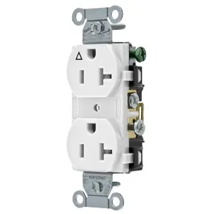 Image of CR20IGW Straight Blade Devices, Receptacles, Duplex, Commercial Grade, 20A 125V, 2-Pole 3-Wire Grounding, 5-20R, White, Single Pack, Isolated Ground