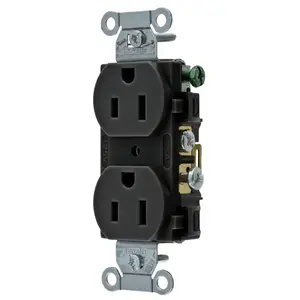 Image of CRS15BLK Straight Blade Devices, Receptacles, Duplex, Commercial Grade, 15A 125V, 2-Pole 3-Wire Grounding, 5-15R, Black, Single Pack