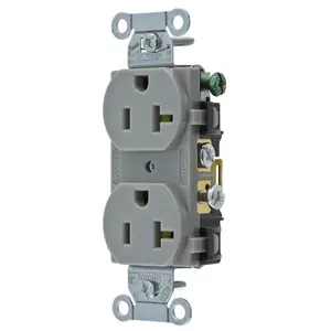 Image of CRS20GRY Straight Blade Devices, Receptacles, Duplex, Commercial Grade, 20A 125V, 2-Pole 3-Wire Grounding, 5-20R, Gray, Single Pack