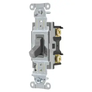 Image of CS115BGRY Switches and Lighting Controls, Commercial Grade, Toggle Switches, General Purpose AC, Single Pole, 15A 120/277V AC, Side Wired Only, Gray