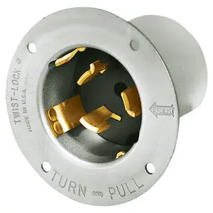 Image of CS6375A Locking Devices, Industrial, Flanged Inlet, 50A 125/250V, 3-Pole 4-Wire Grounding, Non-NEMA, Screw Terminal, Steel