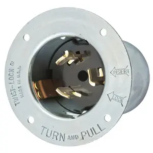 Image of CS8175A Locking Devices, Industrial, Flanged Inlet, 50A Phase Delta 480V AC, 3-Pole 4-Wire Grounding, Non-NEMA, Screw Terminal, Steel