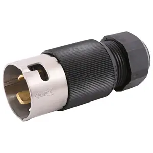 Image of CS8365L Locking Devices, Twist-Lock®, Economy, Male Plug, 50A 3-Phase Delta 250V AC, 3-Pole 4-Wire Grounding, Non-NEMA, Screw Terminal, Black