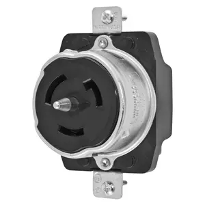 Image of CS8469 Locking Devices, Twist-Lock®, Industrial, Receptacle, 50A 480V AC, 2-Pole 3-Wire Grounding, Non-NEMA, Screw Terminal, Black