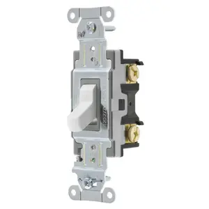 Image of CSB115BW Switches and Lighting Controls, Commercial Grade, Toggle Switches, General Purpose AC, Single Pole, 15A 120/277V AC, Back and Side Wired, White